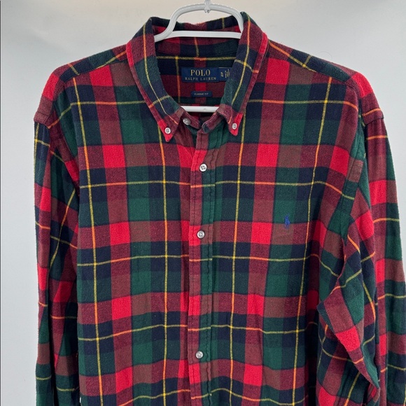 Polo Ralph Lauren Red Green Plaid Casual Button Down Shirt flannel XL winter - Picture 8 of 12
